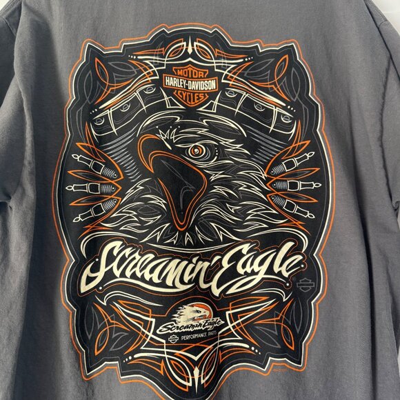 Harley Davidson Mens Screamin' Eagle Gray SS Tshirt, Size XL - Picture 4 of 8